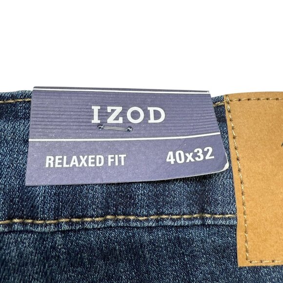 IZOD Mens Jeans 40x32 Relaxed Fit Comfort Stretch Blue Straight Leg NWT - Picture 9 of 11